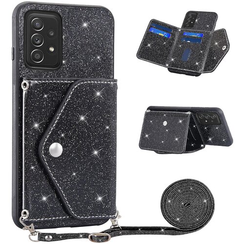 INORCO Ovitek za telefon z držalom za kartice za Samsung Galaxy A32 5G/M32 5G, trikotno stojalo, PU usnje+TPU ovitek za pametni telefon, (22033644) Cene