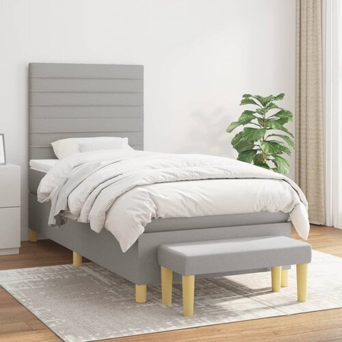 The Living Store Box spring postelja z vzmetnico svetlo siva 80x200 cm blago - Box Spring Postelja, (21515609) Slike