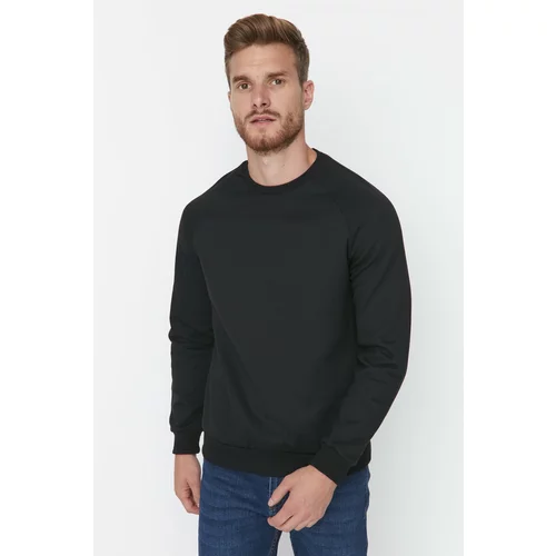 Trendyol Black Men's Basic Regular Fit Crew Neck Raglan Sleeve Sweatshirt