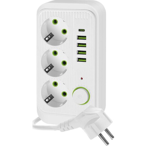  Produžni razvodnik sa prekidačem LINEA 3x230V + 5xUSB A/C SCHUKO 5 m bela Cene