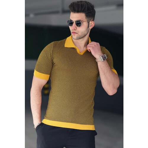 Madmext Mustard Polo Men's T-Shirt 5077 Slike
