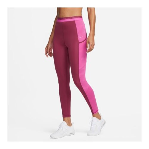 Nike Pro High-Waisted 7/8 Women's Leggings, Rosewood/Fuchsia/Pinksicle - M, (20485643) Cene