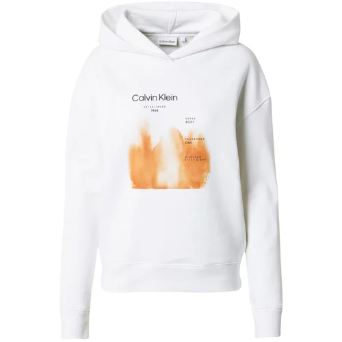 Calvin Klein Sweater majica pijesak / crna / bijela