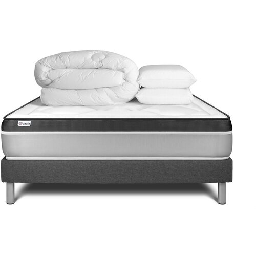 VITALIT Celoten paket za posteljo - Vzmetnica 180x200 cm + vzmetnica z letvami (v kompletu) + 2 vzglavnika + odeja - Vital Ergo, (21614373) Cene