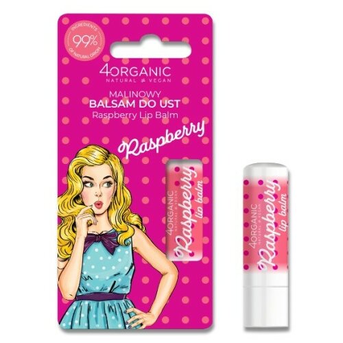 4Organic prirodni balzam za usne raspberry pin-up girl 5g Slike
