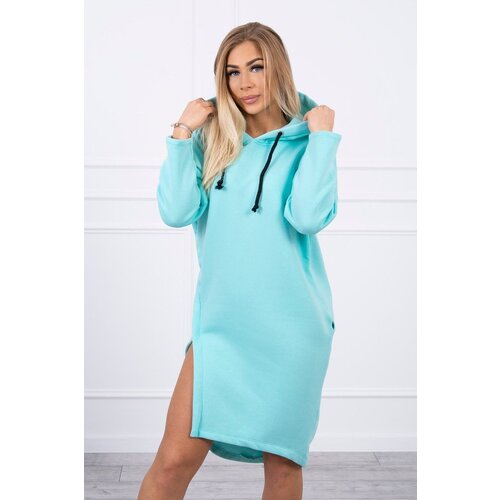 Kesi Hooded dress with a side slit mint Slike