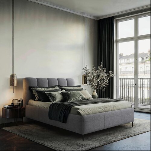 Boxxx OBLAZINJENA POSTELJA 180 cm x 200 cm , tekstil antracit Slike