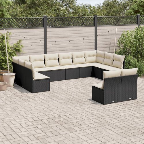  12-dijelni set vrtnih sofa od poliratana s jastucima crni Cijene