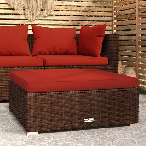vidaXL Vrtni stolček za noge z blazino rjav 70x70x30 cm poli ratan Cene