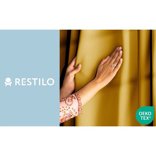 AmeliaHome Curtain BLACKOUT color mustard style classic silver eyelets blackout 140x245 Slike