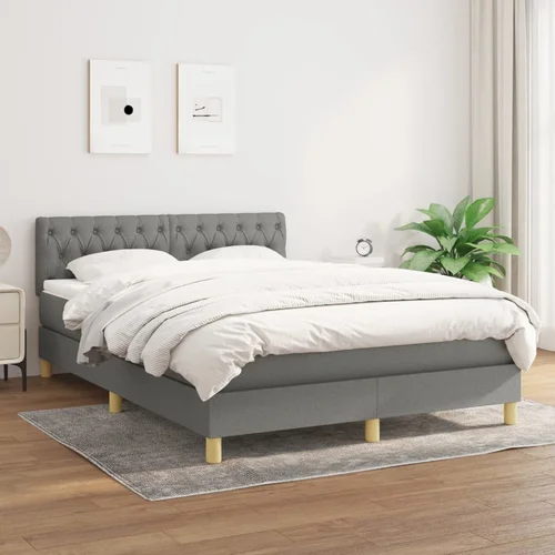 The Living Store Box spring postelja z vzmetnico temno siva 140x200 cm blago - Box Spring Postelja, (21519400)