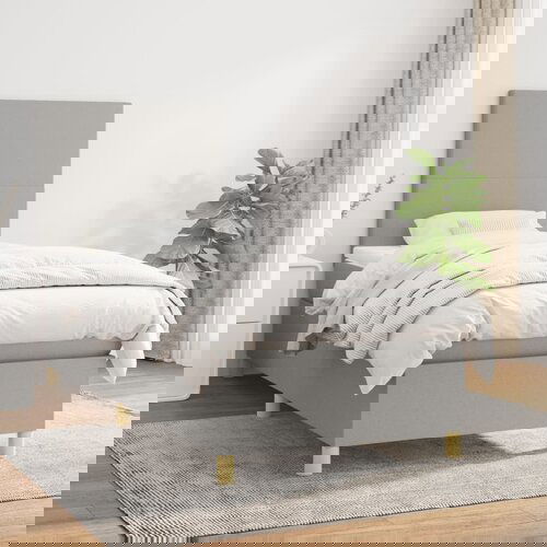 The Living Store Box spring postelja z vzmetnico svetlo siva 90x200 cm blago - Box Spring Postelja, (21503538) Slike