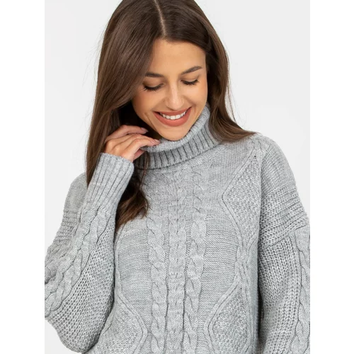 Fashion Hunters Gray mini dress knitted with turtleneck RUE PARIS