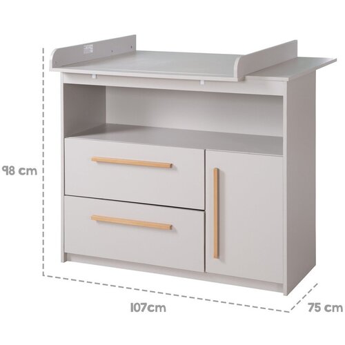 Roba Svetlo siva otro&amp;scaron;ka komoda s previjalnim pultom 107x98x75 cm Lea &amp;ndash; Slike