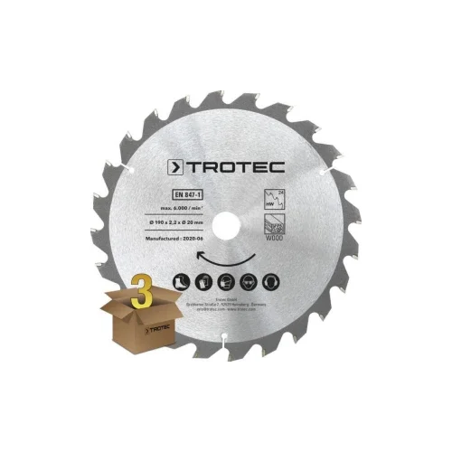 Trotec Set listova kružne pile Ø 190 mm (24 zuba), 3-dijelni; za drvo