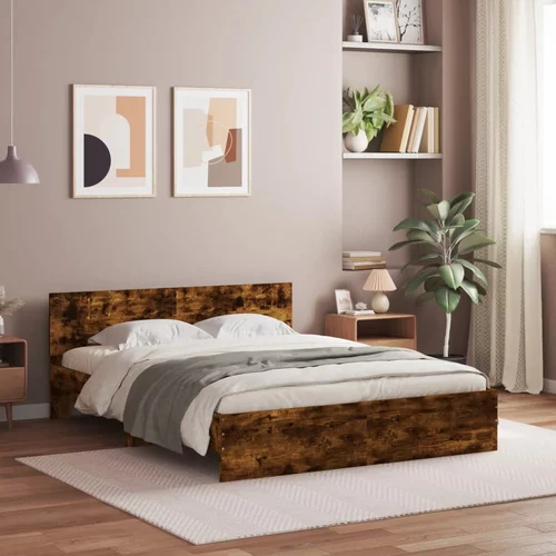  Okvir kreveta s uzglavljem boja hrasta 140x190 cm