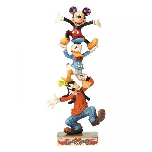 Jim Shore Goofy Mickey Donald Teetering Tower Cene