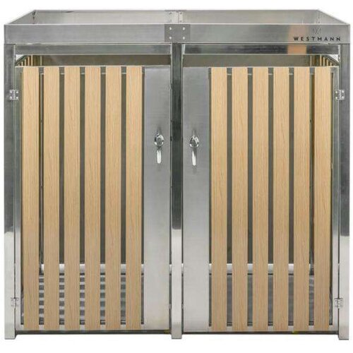  Westman - Spremi&amp;scaron;te za 2 kante za smeće s krovom za biljke Planta | srebro | 2x240L | 84x134x124 cm - BRANDED IN GERMANY Slike