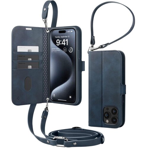 Spigen Wallet S Pro ovitek za iPhone 15 Pro Max - mornarsko moder Slike