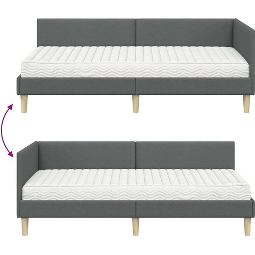 Kutni krevetni okvir s madracem Ostalo 2 pcs Siva tkanina Slike