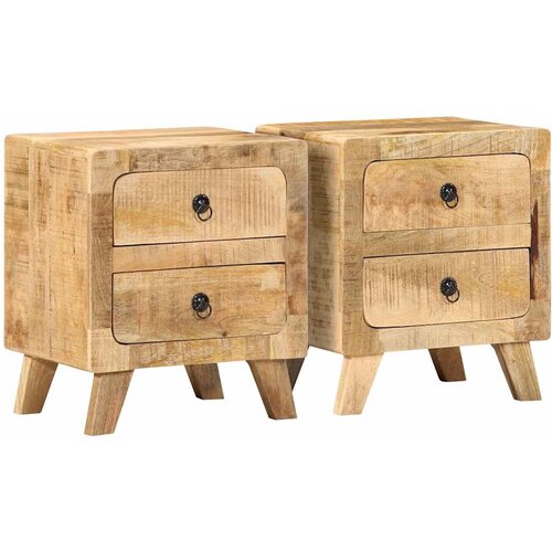  Noćni ormarić 2 kom 40x32x46 cm puno drvo grubo mango Smeđa Cijene