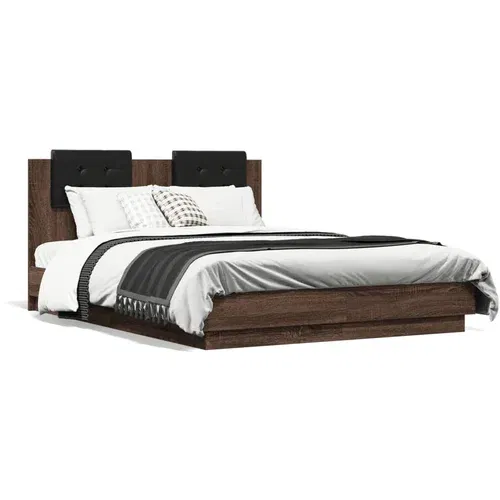  Okvir za krevet s uzglavljem smeđa boja hrasta 140x190cm drveni
