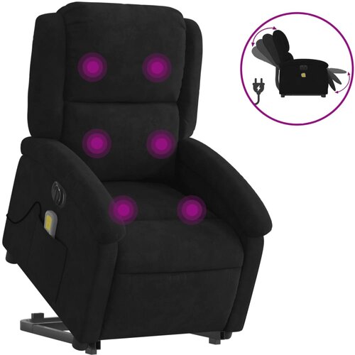 Maison Chic Električni masažni naslanjač - Relax naslanjač s funkcijo vstajanja črn žamet, (22062150) Slike