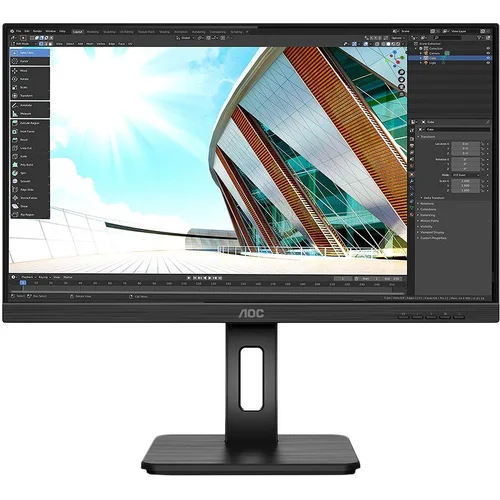 AOC Monitor LED Q24P2Q QHD PRO (23.8“, 16:9, 2560×1440, IPS, 75Hz, 350 cd/m², 1000:1, 50M:1, Antiglare + 3H, 4 ms, 178/178°, Speakers, USB 3.2 (Gen1) x 4, VGA, HDMI, DP, DVI, Tilt, Pivot, Swivel, HAS, AdaptiveSync, Frameless) Black, 3y