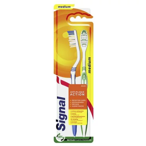Signal Antiplaque Toothbrush Medium Set zobna ščetka 2 kos