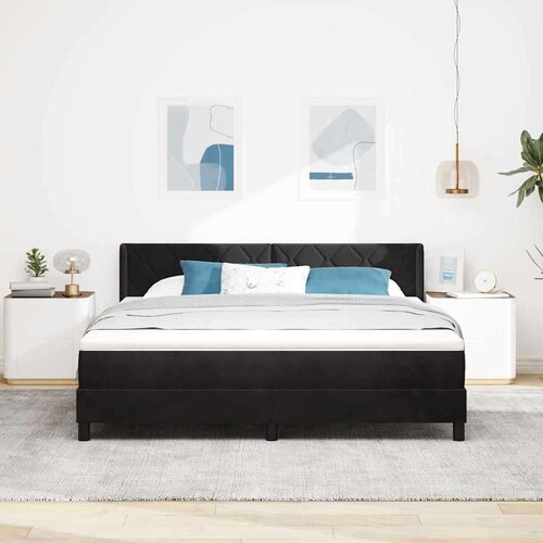 Box spring krevet s madracem Crna 200 x 180 cm Poliester Slike