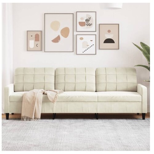 vidaXL Trosjed od tkanine Krem 210 cm baršunasti Cene