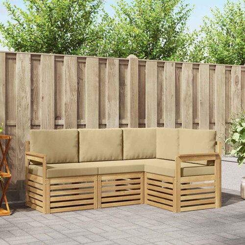 Set vanjskih sofa 4 pcs Bijela i bež 187,5 x 128,5 x 73 cm Cene