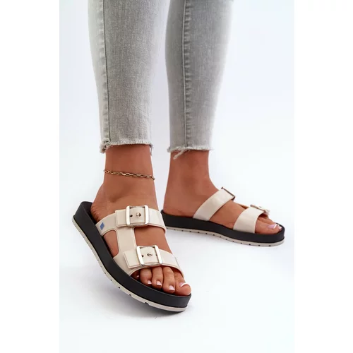 Kesi Women's slippers with flat soles ZAXY light beige