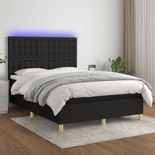 The Living Store Box spring postelja z vzmetnico LED črna 140x200 cm blago - Box Spring Postelja, (21516527) Slike