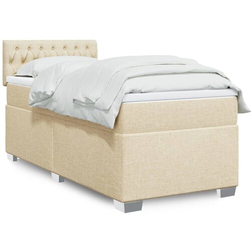  The Living Store Box spring postelja z vzmetnico krem 90x190 cm blago - Box Spring Postelja, (21514616) Slike