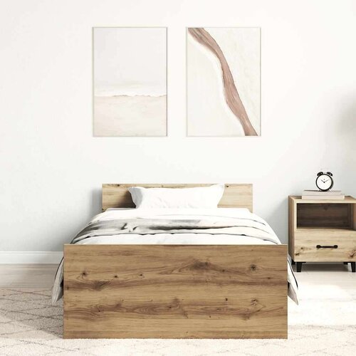 VidaXL Okvir kreveta bez madraca boja hrasta artisan 90x200 cm Slike