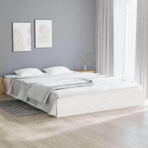  Okvir kreveta od masivnog drva bijeli 180 x 200 cm 6FT bračni Slike