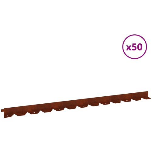  Ograda oko Travnjaka 50 pcs 102 x 4 x 4 cm Čelik Rđa Slike