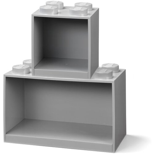 Lego Komplet 2 otro&amp;scaron;kih sivih stenskih polic LEGO&amp;reg; Brick Slike
