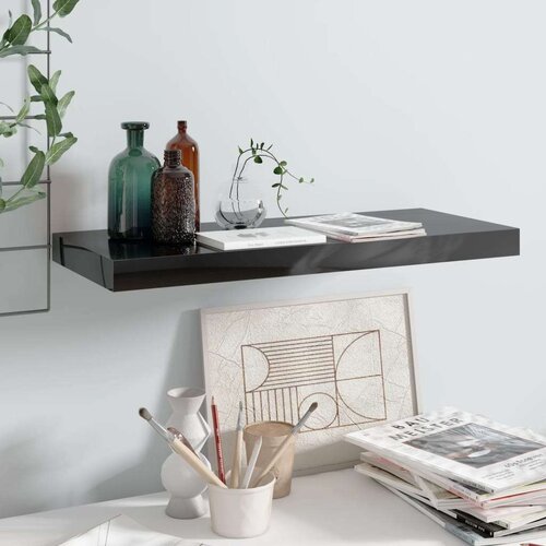 vidaXL plutajuća zidna polica visoki sjaj crna 60 x 23,5 x 3,8 cm MDF Cijene
