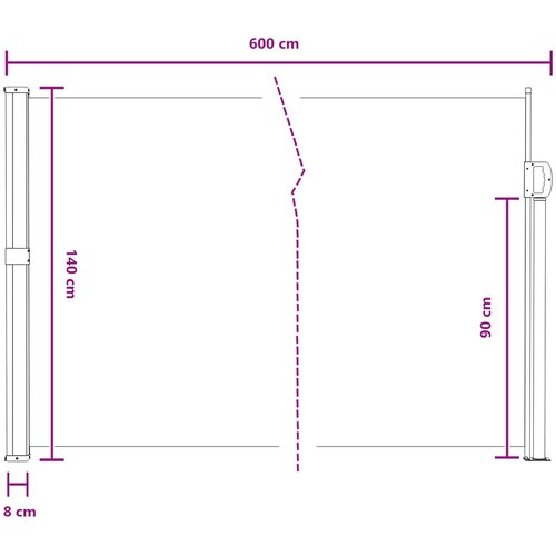  Retraktabilna bočna tende Siva 600 x 140 cm Poliester Slike