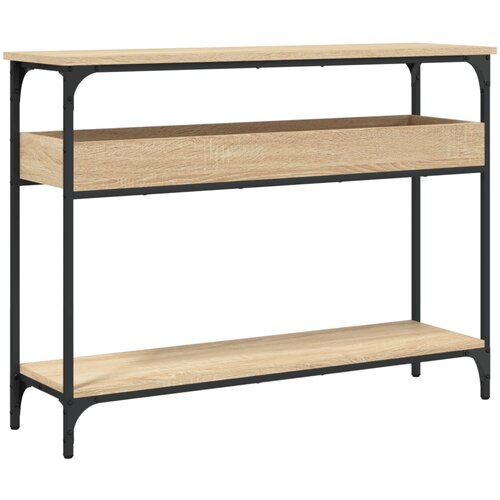 Maison Chic konzolna miza - miza ob steni s polico sonoma hrast 100x29x75 cm inž. les, (21786271) Slike