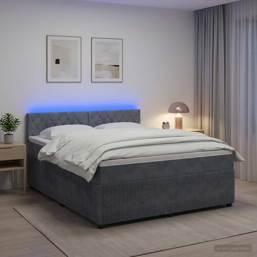  Boxspring krevet s madracem Tamnosiva 160 x 200 cm Bar&scaron;un Cene