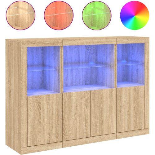 Maison Chic Komoda - Predalnik z LED lučkami 3 kosi sonoma hrast inženirski les, (21720263) Cene