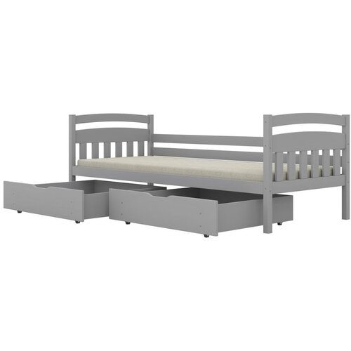  Drveni dječji krevet Tosia - sivi - 180x90 cm - S 2 ladice Slike