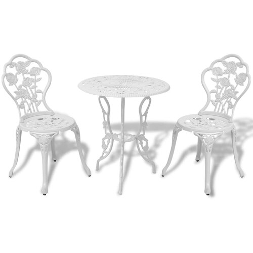  3-dijelni bistro set od lijevanog aluminija bijeli Slike