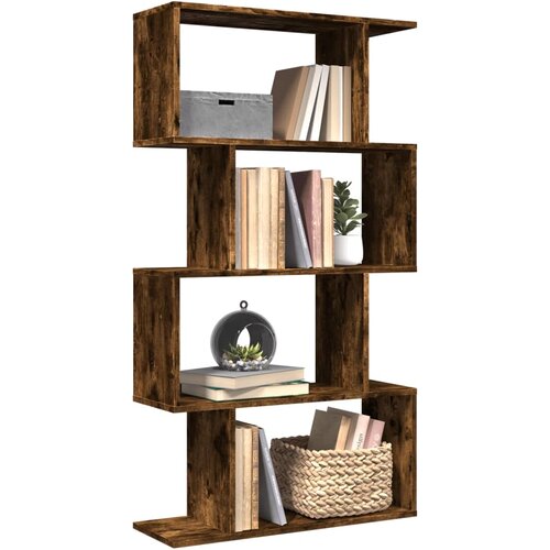 Pregrada regal za knjige 4 razina hrast 70x24x129 cm drveni Slike