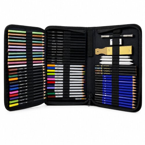 Art Set For Drawing Sketching Crayons Pencils Pencil Case 74 pcs. Slike