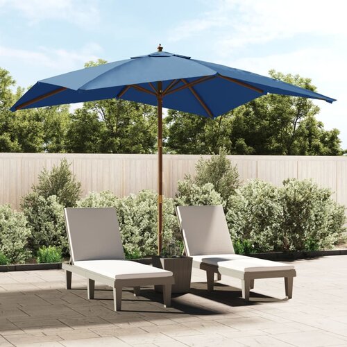 VidaXL Vrtni suncobran s drvenim stupom azurnoplavi 300 x 300 x 273 cm Slike