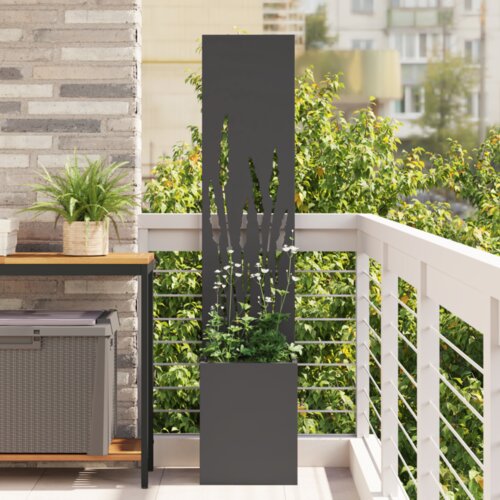 vidaXL Vrtni Sadič s Dekorativnom Pločom Crna 32 x 140 cm Cijene